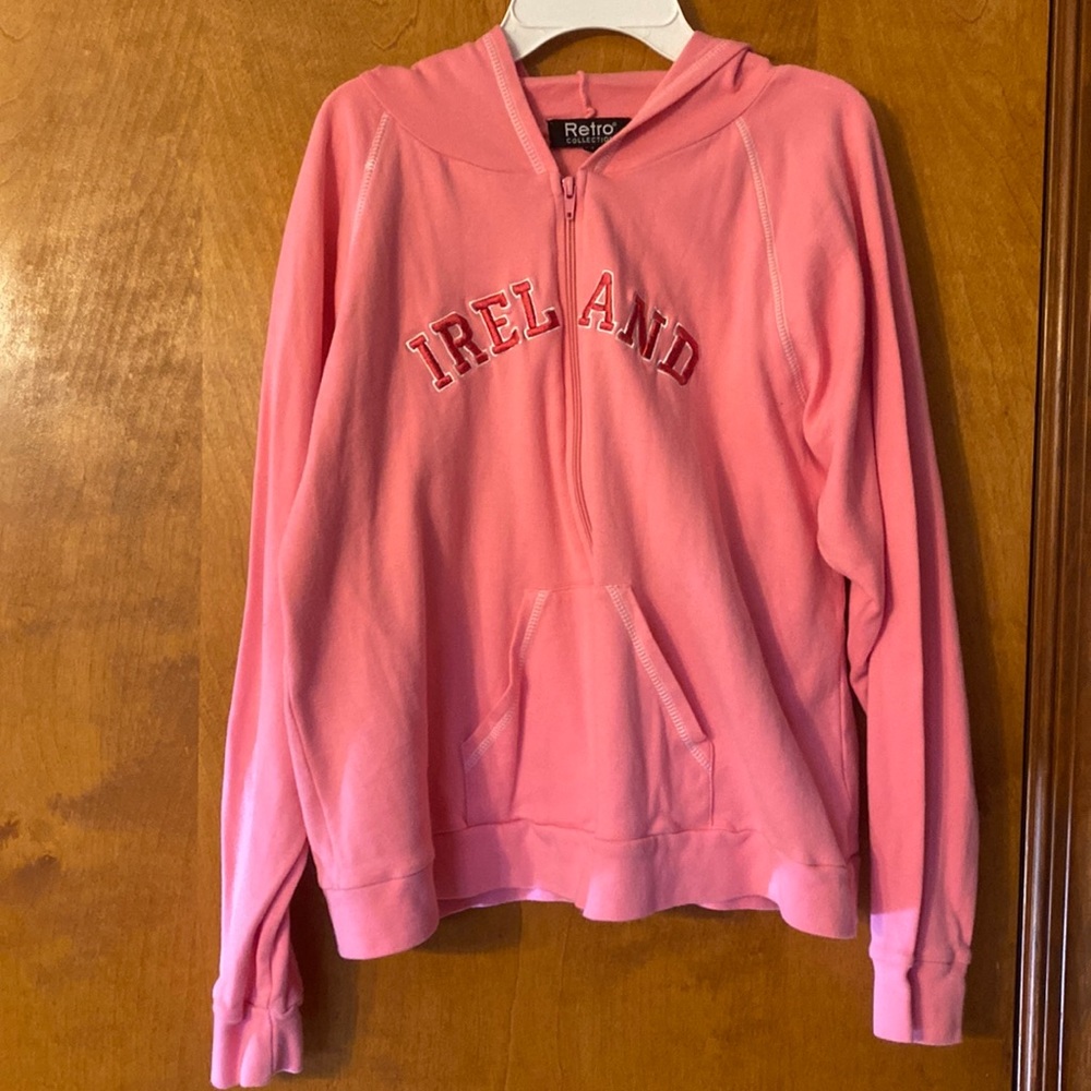 Ireland Pink Hooded Zip Up Sweatshirt